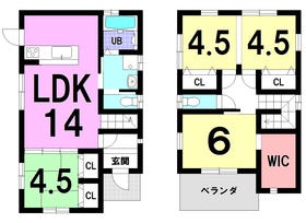 【間取り図】
【2号地プラン例】
オール電化、省令準耐火
建物価格1650万円、建物面積87.77㎡