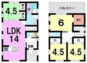 【間取り図】
【建築プラン例…みなみの家】
・火災保険が抑えらる省令準耐火構造
・吹抜断熱で夏涼しく、冬あったか