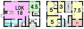 【間取り図】
【建築プラン例…YOKAIE　NO33】
・吹付断熱で夏は涼しく、冬温かい
・省令準耐火構造
・地震に強いダイライト