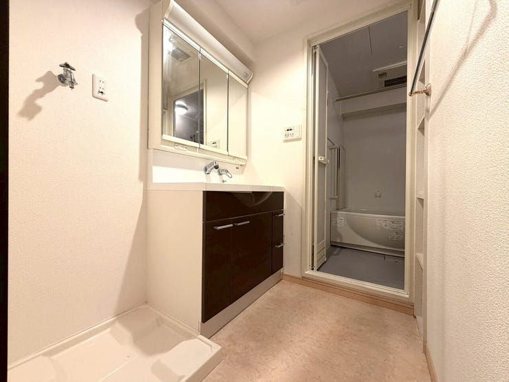 広さも収納も洗濯機置場のある洗面所