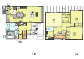 【間取り図】
1階はLDKからランドリールームにつながる家事動線を考えた設計♪
2階はゲーミングルームがあり、趣味部屋やお仕事スペースとしても活用できます♪