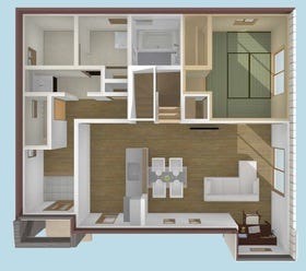 【建築プラン例…みなみの家、3D　1F部分】
【建物価格…2172.52万円】
【間取り図…4SLDK】
【建物面積…120.08㎡】