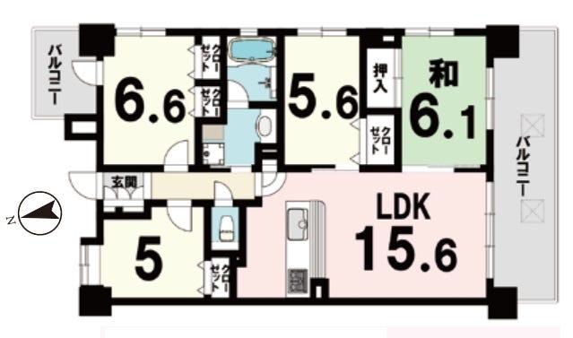 【間取り】
４LDK、専有面積：82.29㎡、バルコニー面積：17.93㎡