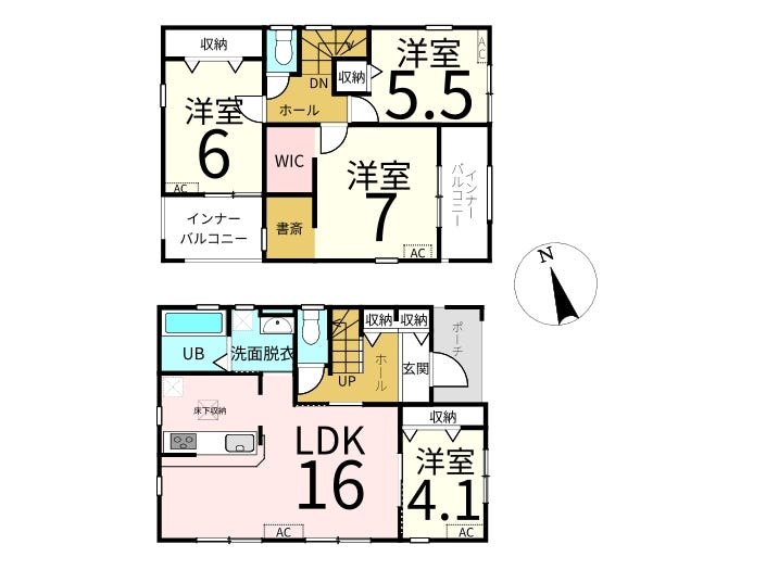 【間取り】
4LDK　販売価格3780万円　土地面積119.25㎡
建物面積106.40㎡
