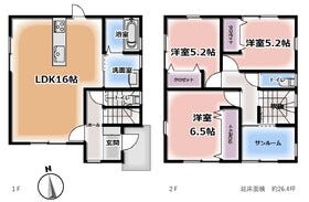 【間取り図】
陽当たり良好な３LDK＋サンルームプランです☆