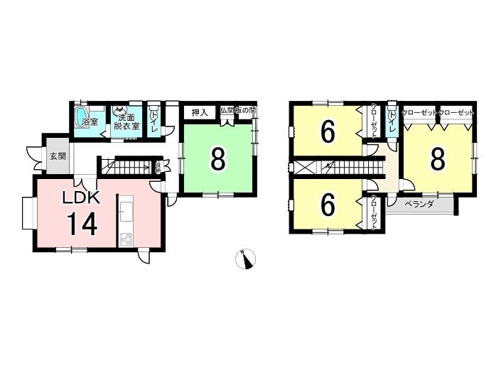 【間取り】
土地面積193.16㎡／建物面積115.08㎡