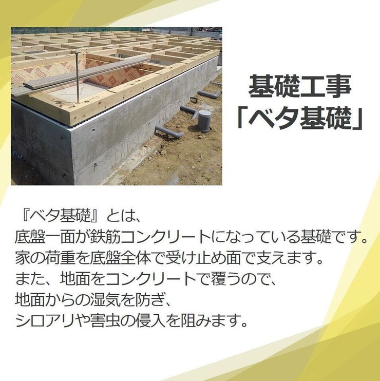 吉野町 新築戸建 【基礎工事「ベタ基礎」】
家の荷重を底盤全体で受け止め、地面からの湿気を防ぎ、シロアリや害虫の侵入を阻みます。