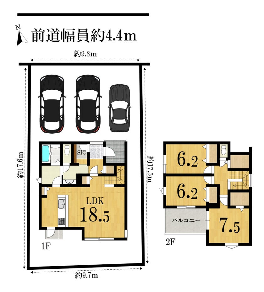 【間取り】
【layout】
18.5帖のリビングは陽当り良好です！