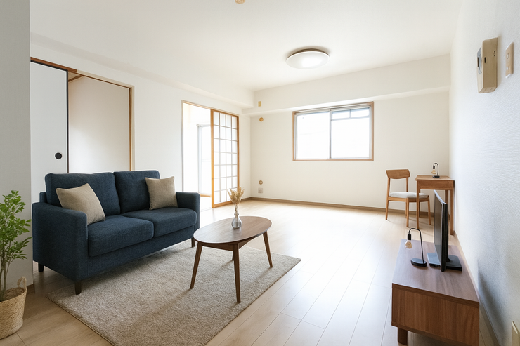 【リビング】
※画像の家具等はイメージです
採光で明るくホッとできる空間のリビングルームは家族団らんにピッタリです!陽当り・通風も良好です♪