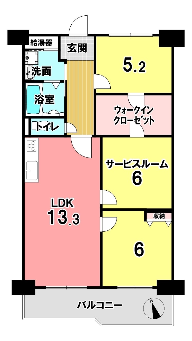 【間取り】
2SLDK、1990万円、専有面積69.20㎡、バルコニー7.87㎡