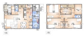 【間取り図】
当社建築プラン例です。
価格は1986万円から。土地のほかオプションや条件によって異なります。