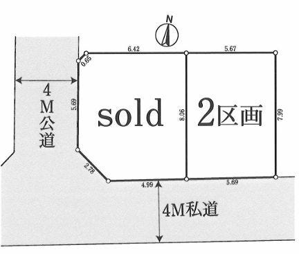 【区画図】
土地面積45.65㎡（13.80坪）の売地