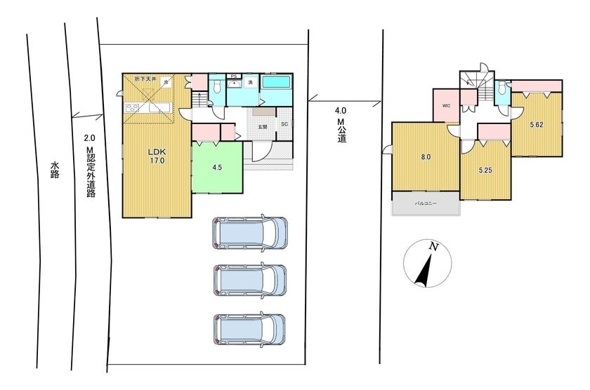 【間取り】
☆4LDK+WIC+SC☆
敷地面積：184.01㎡・建物面積：100.61㎡