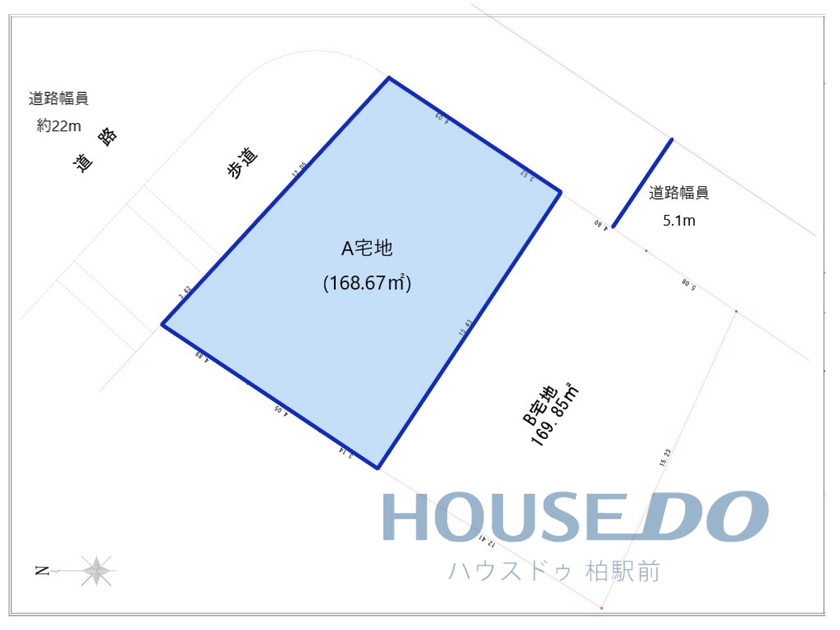 【区画図】
角地であり、非常に陽当りの良い物件です。