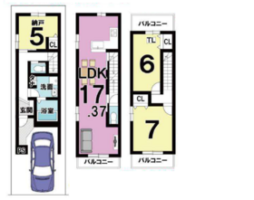 【間取り図】
○2階LDKでプライバシー確保♪
○バルコニー3ヶ所♪
○収納たっぷり♪