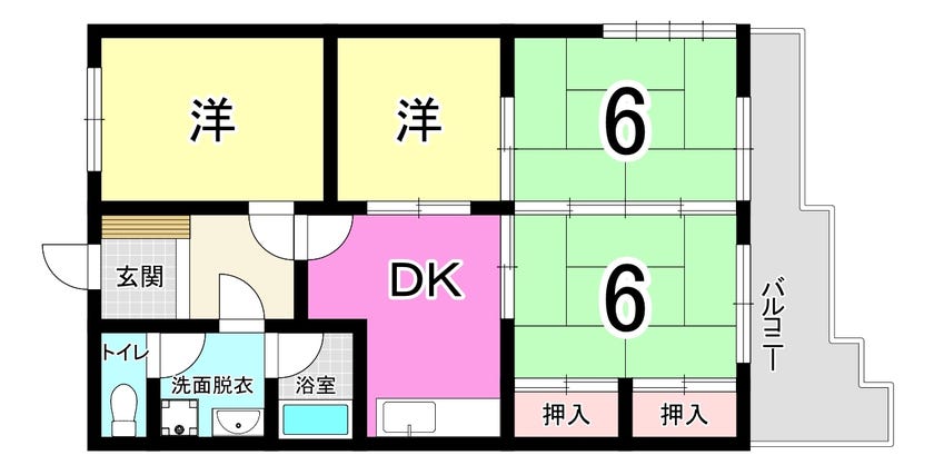 【間取り】
JR九州工大前駅まで徒歩約10分♪4DK中古マンション♪自分好みの部屋にリノベーションしてみませんか