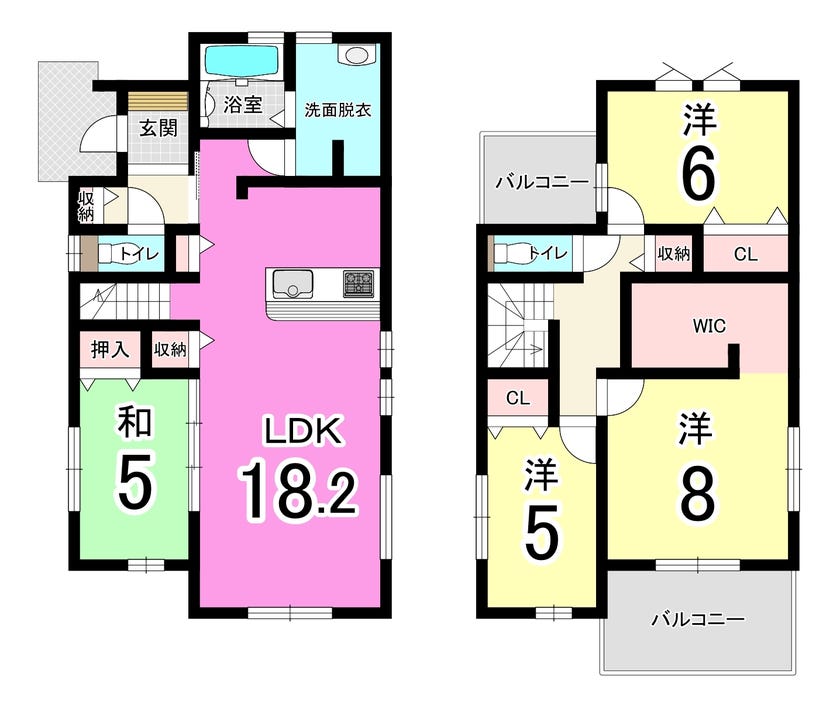 【間取り】
【駐車場3台分】八幡西区塔野4LDK新築戸建♪閑静な住宅街♪小学校まで徒歩約1分♪リビング階段♪