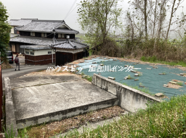 奥の母屋から公道をはさんで更地もあり(手前の防草シート部分)用途は自由にご活用下さい。