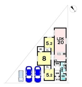 【間取り図】
※建物価格2,000万円（税込）は参考価格となります。土地・建物で4,698万円。
※外構工事、申請費用は別途要します。
※上記プランは一例です。プランはお客様が自由に決定できます。
