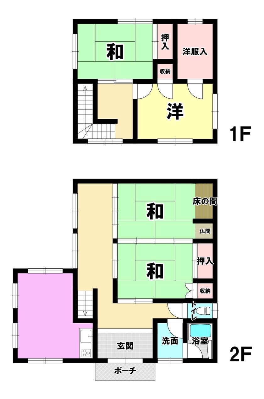 【間取り】
◆◆小倉南区長野東町　中古戸建て◆◆　◆駐車場車種により3台可能！カーポート付♪　