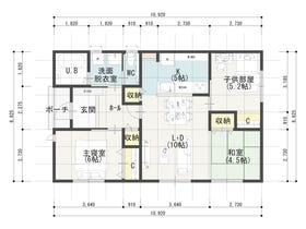 【間取り図】
LDKは隣接の和室と合わせて19.5帖！
解放感のある間取りでのびのび過ごせるプランです。