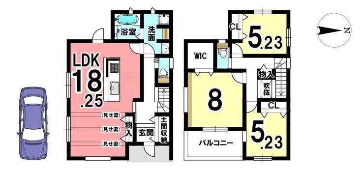 【間取り】
南向きのリビングは光がたっぷり入る明るい空間です。全室に収納スペースを確保しているのは嬉しいポイントですね