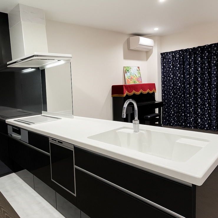 広々としたカウンターキッチンで2人でキッチンに立っても余裕をもって使用できます!