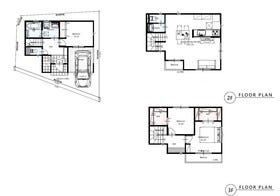 【間取り図】
WIC×２で収納豊富な３LDK　3階建て戸建です。２Fのリビングは17.3帖あり、一般的な3階建て住戸と比べても開放的な空間となっております。