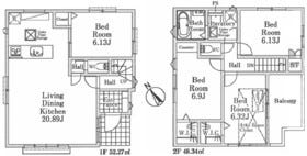 【間取り図】
リビング広々20.89帖
洋室４部屋、ご家族に合わせて使いやすい間取りです。収納に嬉しいWIC２箇所ございます。