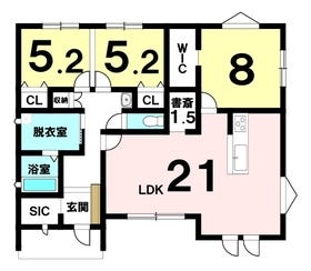 【間取り図】
3LDKに間取り変更可能♪リビング広々21帖♪※秀光ビルド施工の建物プラン例