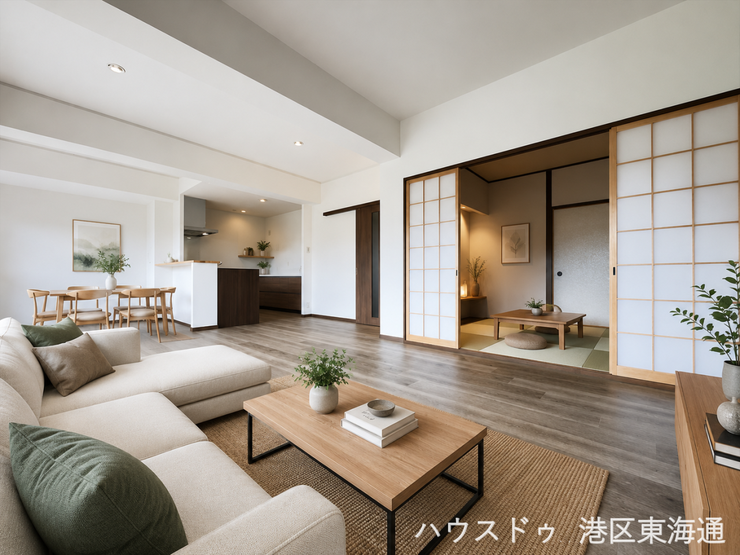 【リビング】
※実際の写真に家具や調度品をCG合成したものです。
家具等は販売に含まれておりません。