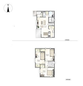 【間取り図】
☆健康デザイン住宅☆
耐震性・耐火性に優れたハイブリット工法を標準仕様。自然素材の力を生かした健康促進システムを採用！