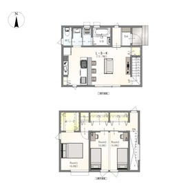 【間取り図】
☆健康デザイン住宅☆
耐震性・耐火性に鈴れたハイブリット工法を標準仕様。自然素材の力を生かした健康促進システムを採用！