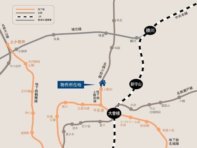 名古屋市上飯田線/上飯田駅まで徒歩約4分、名古屋市上飯田線/平安通まで徒歩約17分、名古屋市名城線/志賀本通まで徒歩約23分。