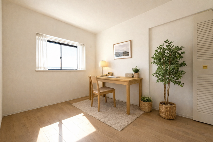 北側6帖洋室:2面採光なので日当たり、風通しともに良好です。北側のお部屋は優しい日差しが入るのでゆったりと読書などを楽しむことができそうです。