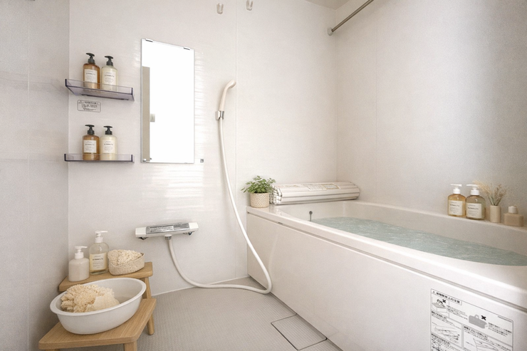 浴室:広めの浴槽なので、お子様とのバスタイムを楽しむことができそうです。一人でのバスタイムでもゆったり過ごすことができ、1日の疲れもしっかり癒すことができそうです。