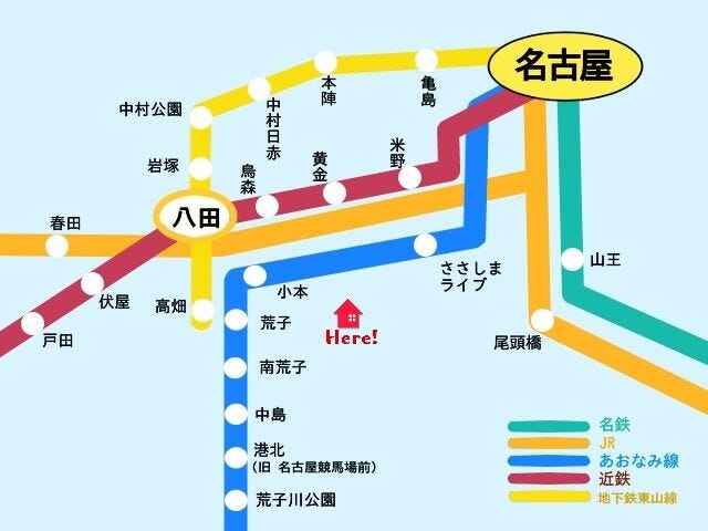 【名古屋臨海高速鉄道小本駅】車で5分