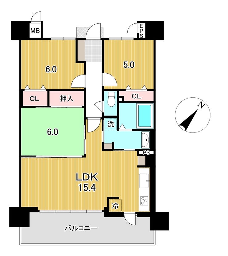【間取り】
☆3LDK+ワイドバルコニー☆リフォーム済☆
専有面積70.20㎡・バルコニー面積13.78㎡