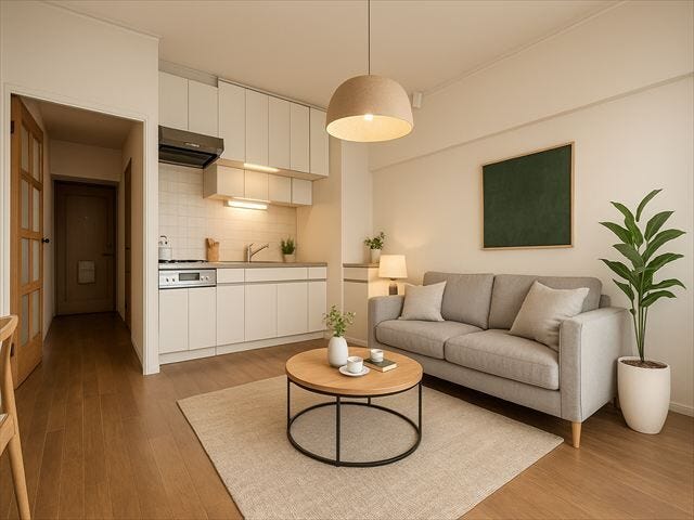 【リビング】
※画像はイメージです。
実際の写真に家具や調度品をCG合成したものです。
(家具等は販売に含まれておりません。)