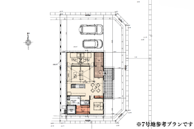 【間取り図】
3LDKの平屋です！
LDKが24.5帖と広々と使えます！
ウッドデッキがある為、ちょっとしたリゾート感を楽しめます♪