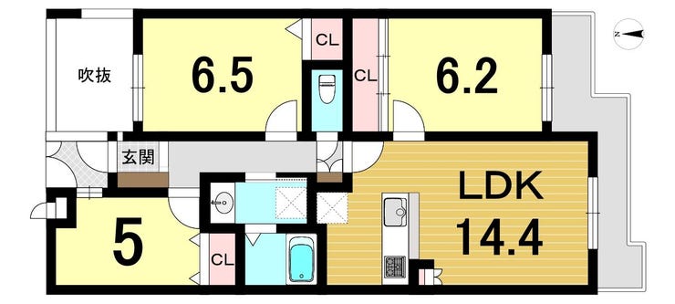 【間取り】
専有面積70.70㎡の3LDK。敷地内駐車場1台専用使用権付(車種による・10,000円/月)。