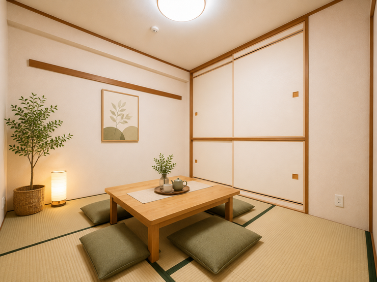 柔らかであたたかな感触の畳は
ほどよく湿気を吸ってくれるので、直接肌に触れても快適です。
お昼寝の場所にも最適です。