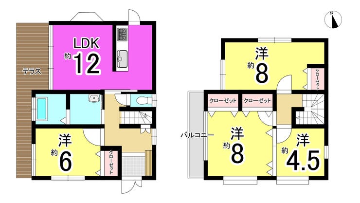 【間取り】
【閑静な住宅街】普通車並列2第駐車可♪新品のシステムキッチン♪太宰府東小学校まで徒歩10分圏内♪