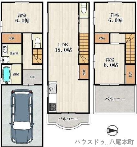 【間取り】
ゆとりと機能性を兼ね備えた3LDKの3階建て住宅。
堅牢な鉄骨造で、耐震性・耐久性に優れ、長く安心してお住まいいただけます。