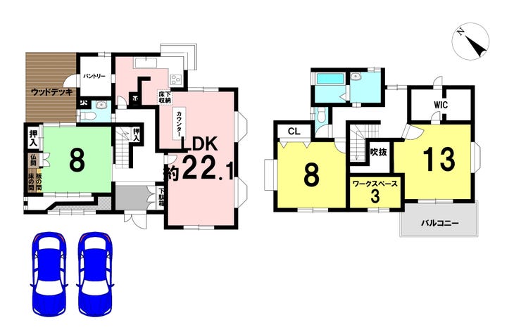 【間取り】
3LDKの間取り
駐車2台可能