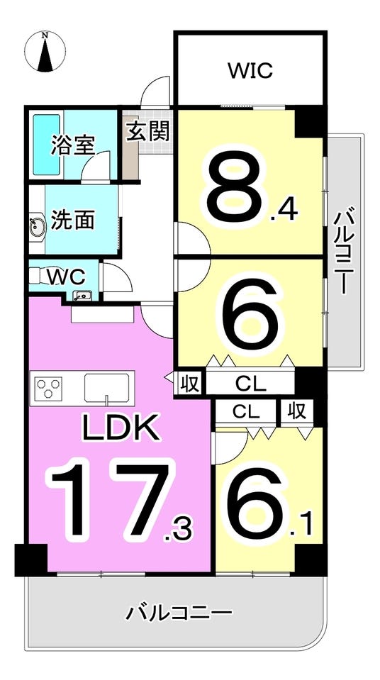 間取り変更プラン例:3LDK