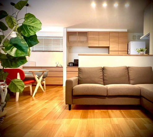 キッチンと横並びのダイニングスペースにも収納兼カウンターがあり、日々の整理整頓や一時置きに重宝しそうですね