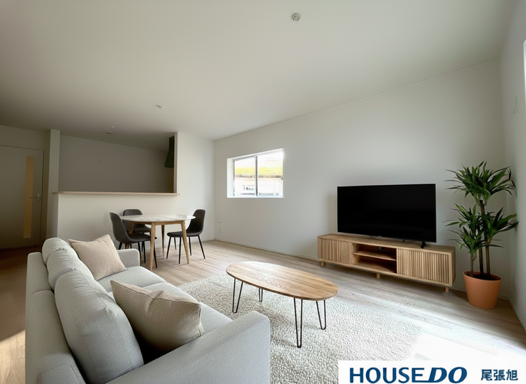 【リビング】
【家具配置イメージ/リビング】光が優しく差し込む明るいリビング♪最高の家族団らんのお時間をお過ごしいただけます♪ひろびろとしたLDKで、ソファや4人掛けテーブルを置いても使いやすい配置です。