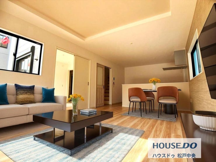 ◎リビング:6-2号棟(2/14撮影)
19.5帖のリビングは南側は大きな窓ガラスで、あたたかな陽射しが差し込みます!
※家具はCGになります。