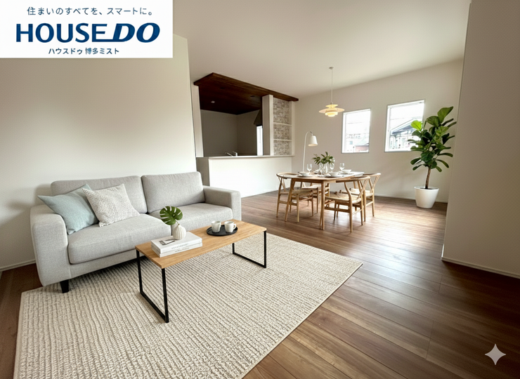 【家族の時間、穏やかな空間】シンプルなリビングは居心地重視。特別なことはしないけど、家族といる安心感は大切♪*CGによるイメージのため、家具・調度品等は販売価格に含まれません。